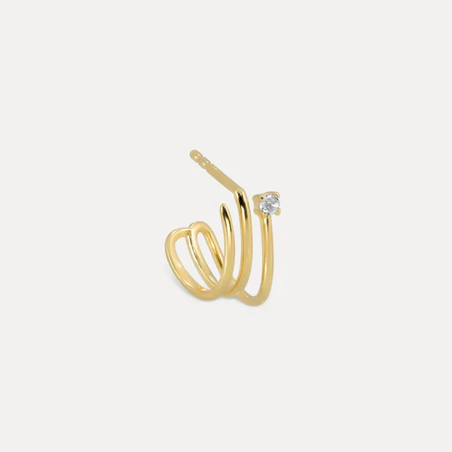 Stilnest Trine Huggies Ohrringe Single 585 Gold Diamant
