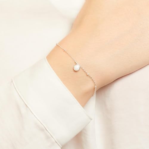 JEWLIX ID-Armbänder Stein Silberarmband Weiß 925er Silber Damen