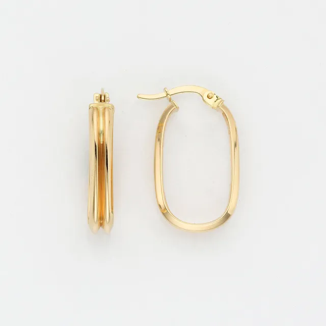 Eugen Rühle Bügel-Creolen oval m. Rille 4x21x13,5mm Ohrringe Gold