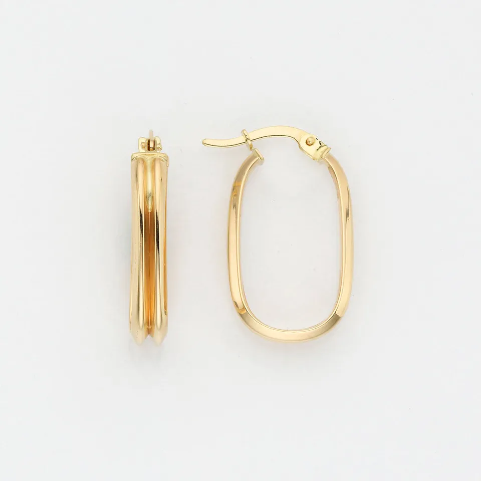 Eugen Rühle Bügel-Creolen oval m. Rille 4x21x13,5mm Ohrringe Gold