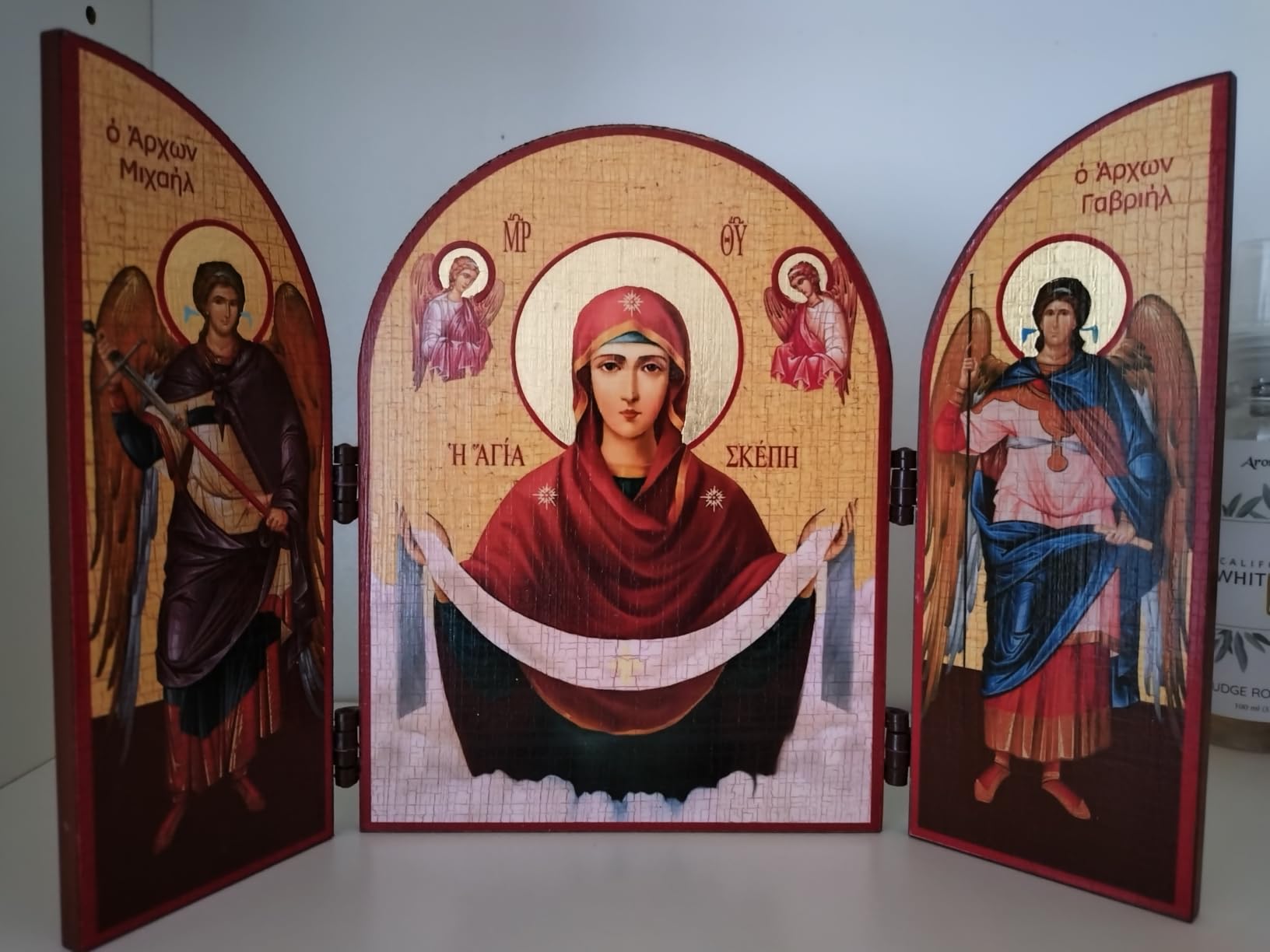 NKlaus Religious Icons Diptychon Herzen Jesu Mariä Holz