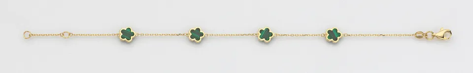 Eugen Rühle Armbänder Armband 4 Malachit 7mm Goldarmband 585 Gelbgold