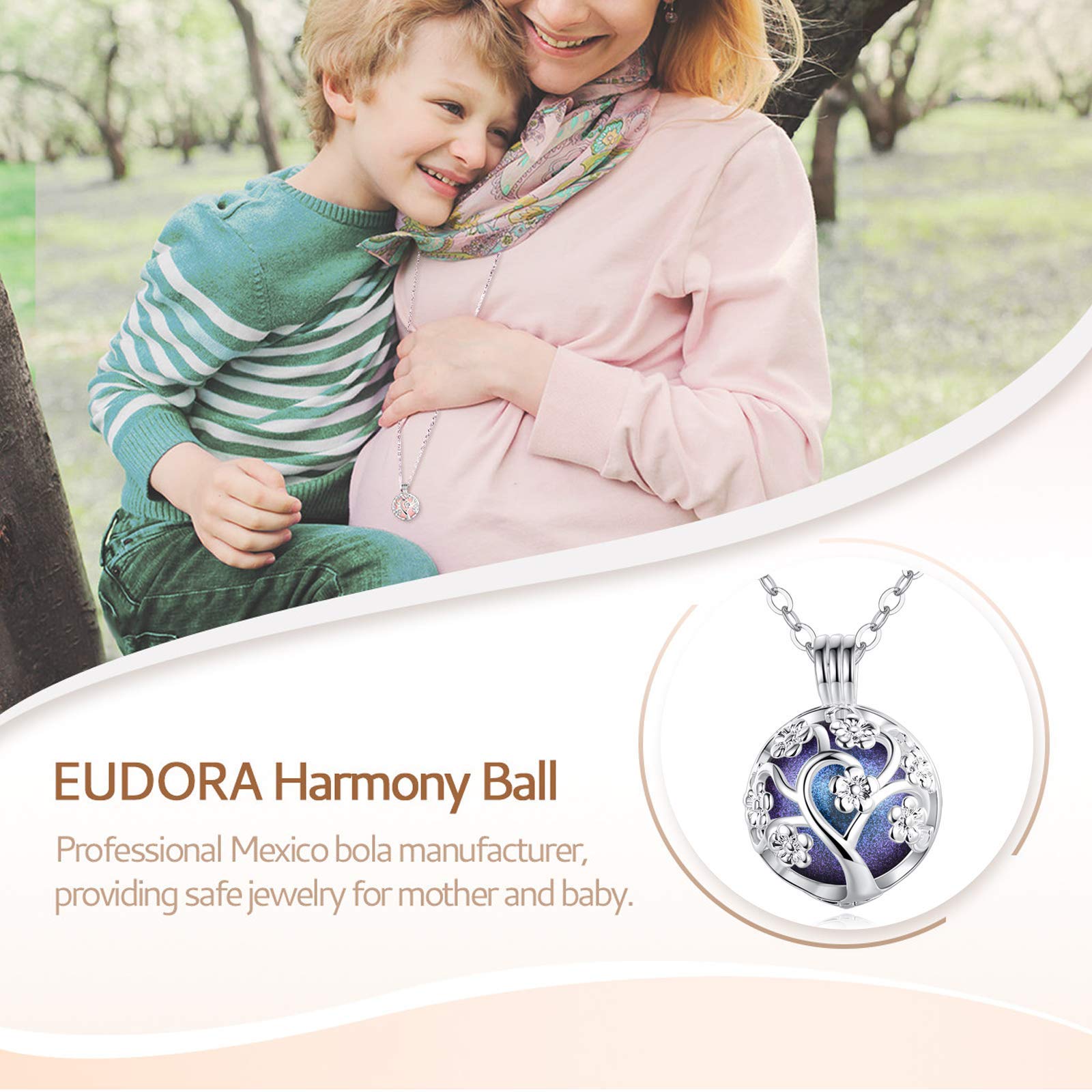 Eudora Harmony Bola Kirschblüte Anhänger Halskette 18mm 30 Zoll