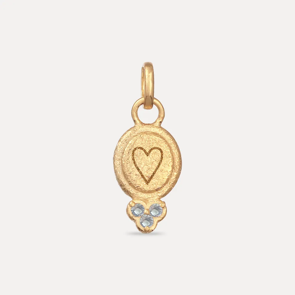Stilnest Aquamarin Trinity Emblem Anhänger Gravierbar Vermeil