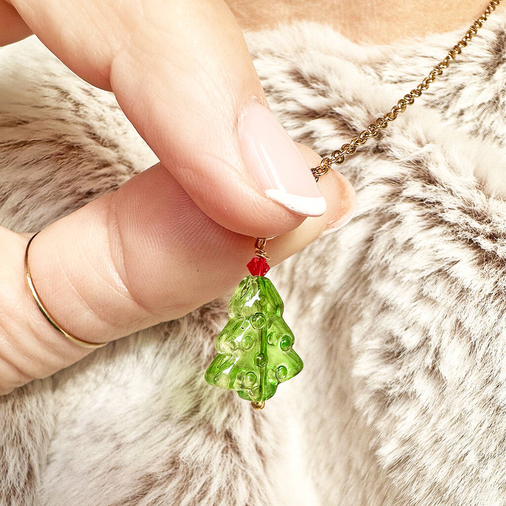 JOY by Corrine Smith Green Bubble Glass Tree Halskette Gold