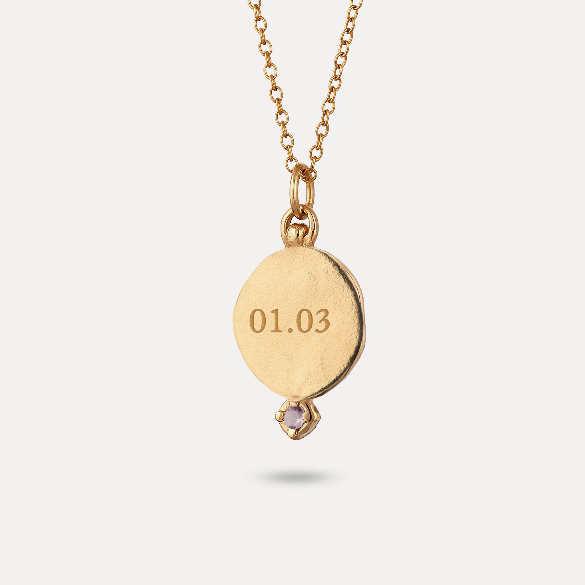Stilnest Fluid Medallion Anhänger Amethyst 24k Gold Vermeil gravierbar