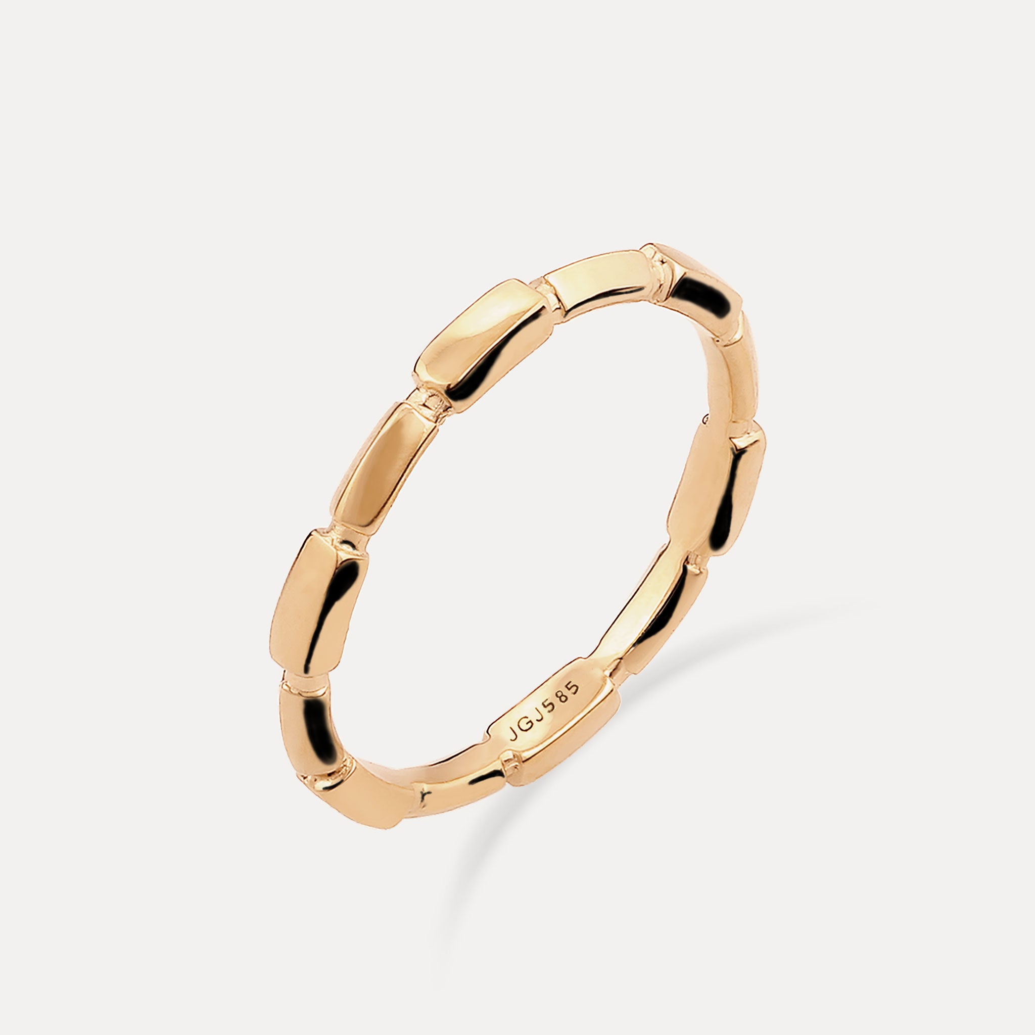 Stilnest Offset Brick Ring 585 Gold 14k Massivgold Stapelring