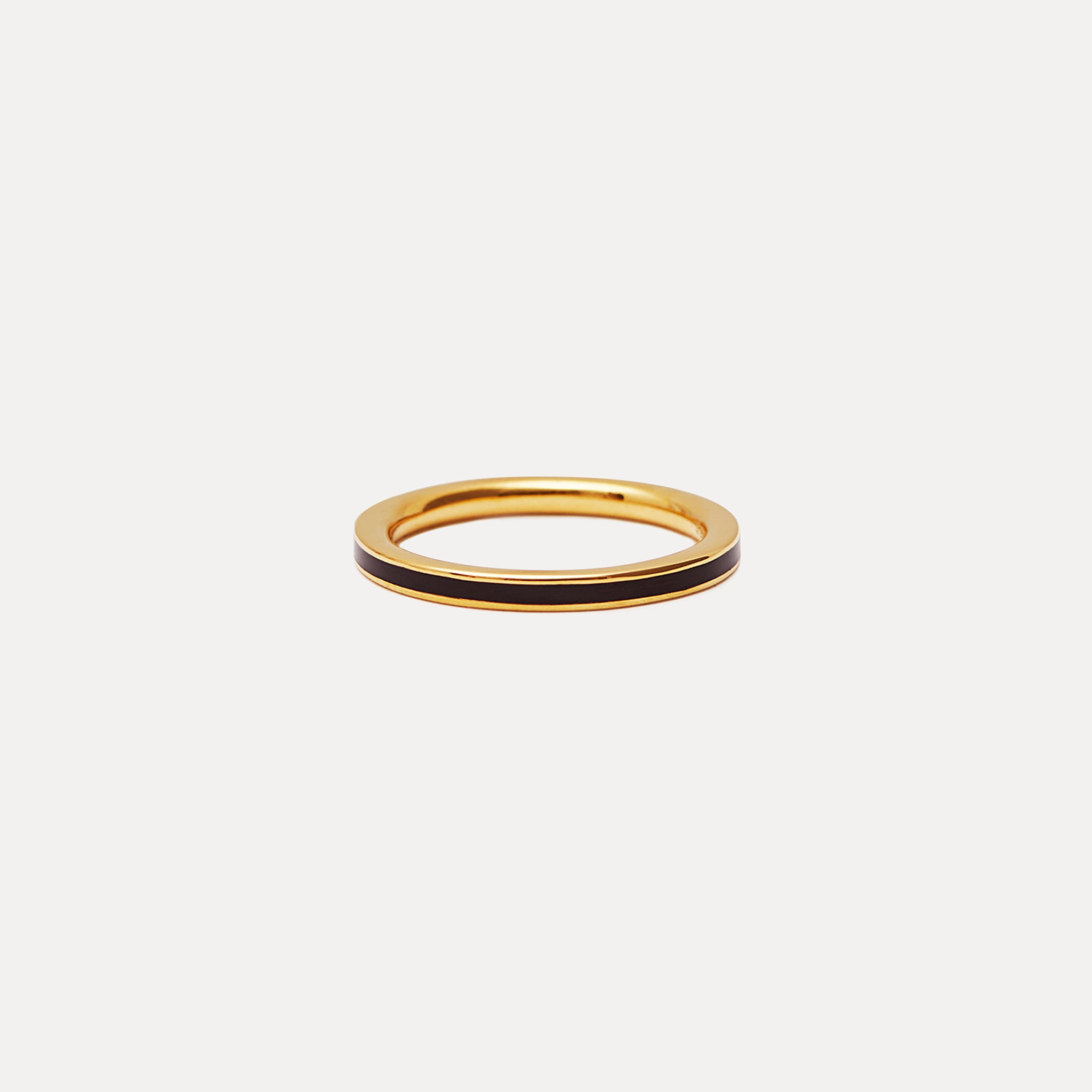 Stilnest Schwarz Enamel Thin Ring Silber schwarz 52