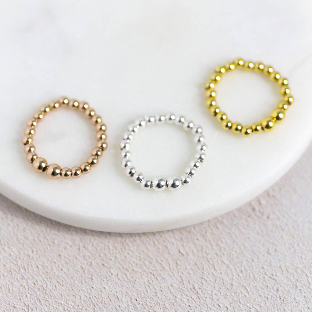 Joy by Corrine Smith Beaded Ring Gold Stapelring dehnbar