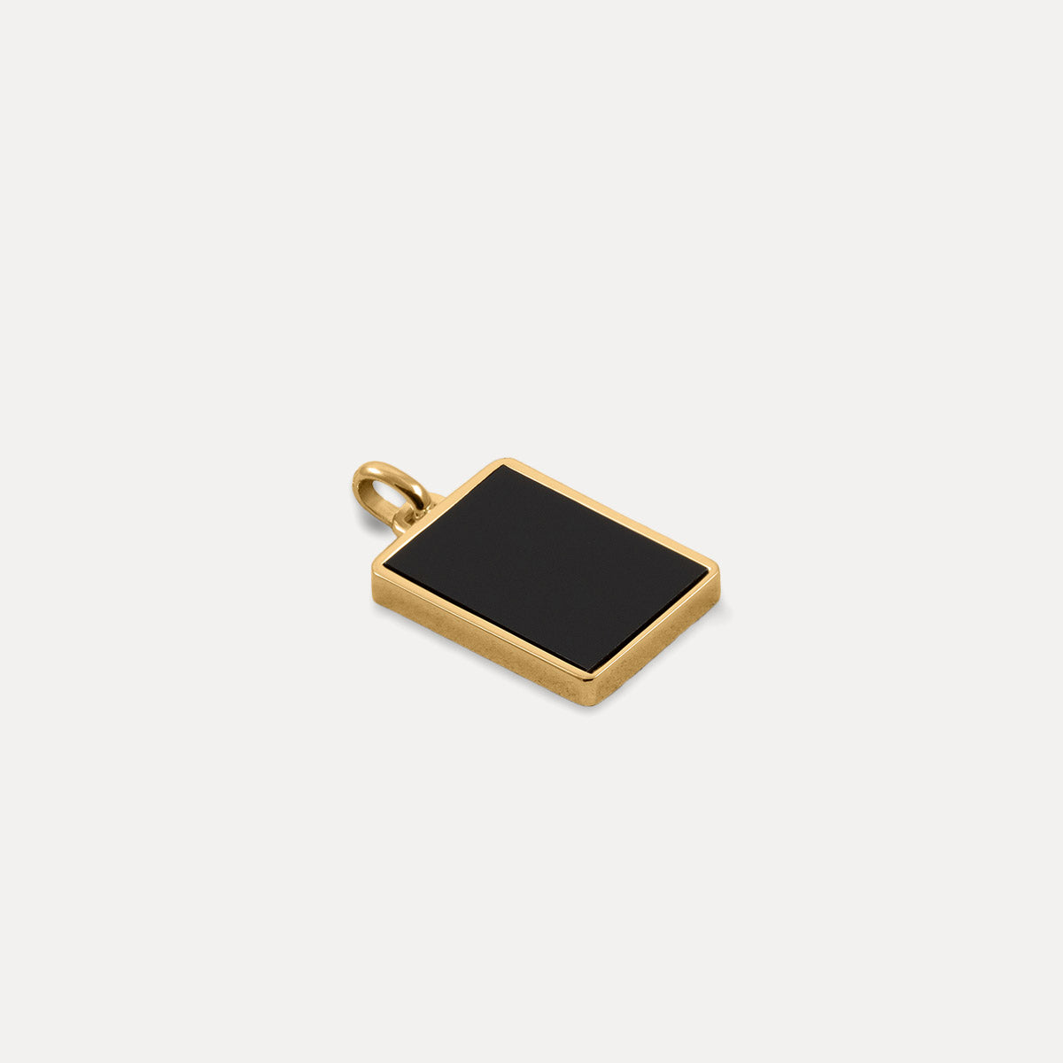 Stilnest Onyx Tag Anhänger 24k Gold Vermeil schwarz 14 mm