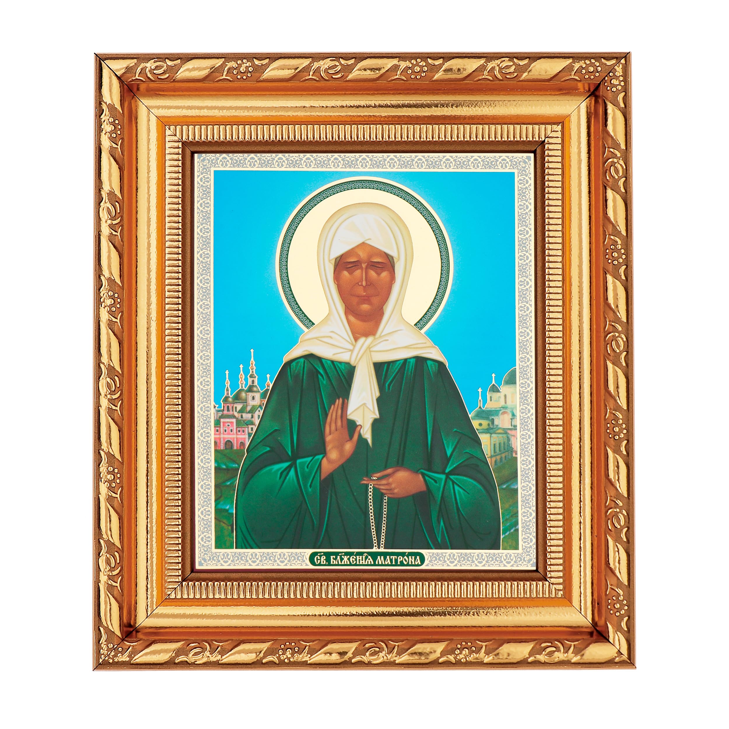 NKlaus Ikone Heilige Matrona Holz orthodox 15x18 cm