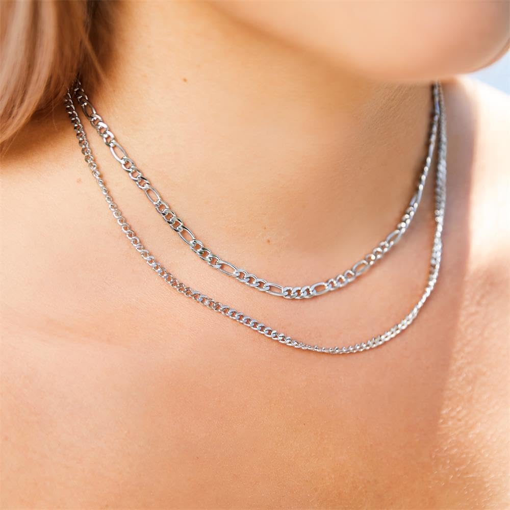 JEWLIX Ketten mit Anhänger Layerkette Damen Edelstahl