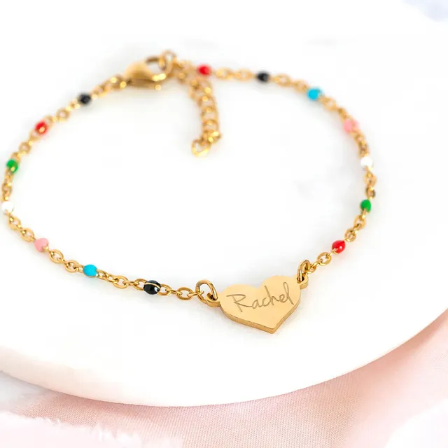 Joy by Corrine Smith Rainbow Armband Gold Herz Emaille 17,8 cm