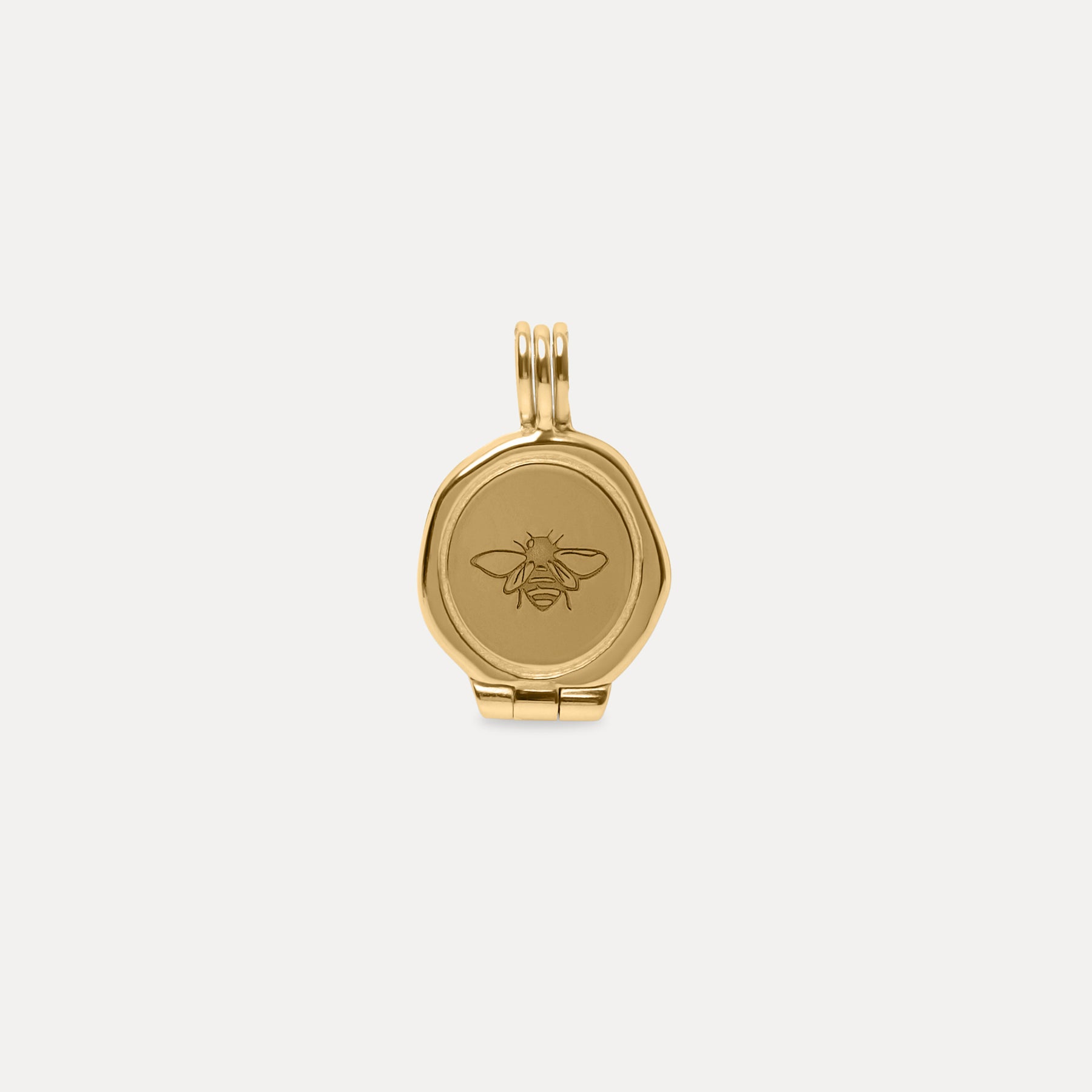 Stilnest Necklaces Honey Bee Seal Medaillon Kette 24k Gold 45cm
