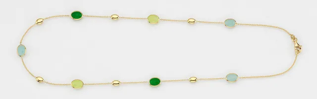 Eugen Rühle Colliers Quarz Halskette 585 Gold grün blau oval