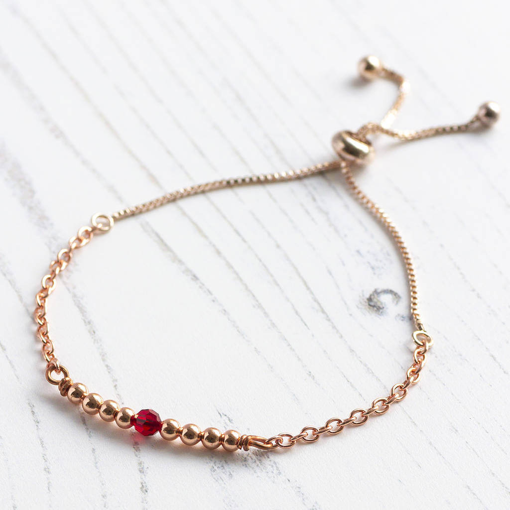 JOY Birthstone Bar Slider Armband Rosegold Kristall