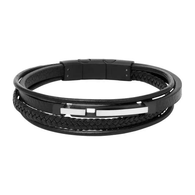 JEWLIX ID-Armband mehrreihig Kunstleder schwarz