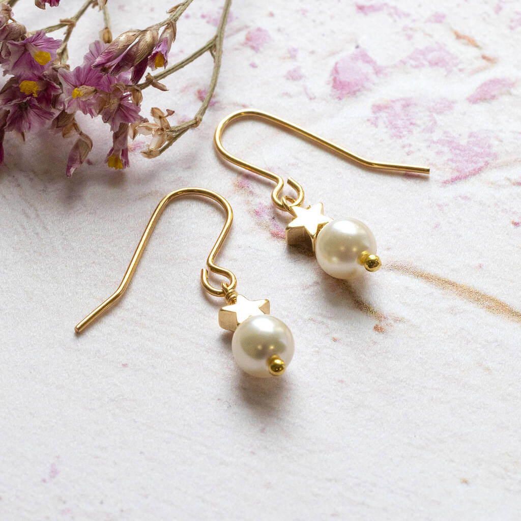 Joy by Corrine Smith Pearl Gold Plated Star Ohrringe Perle