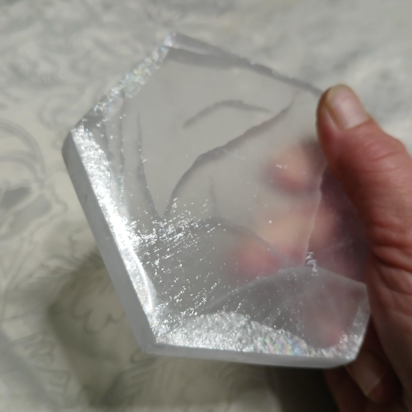 NKlaus Healing Crystals Selenit Hexagon Platte 12x10,5cm Heilstein