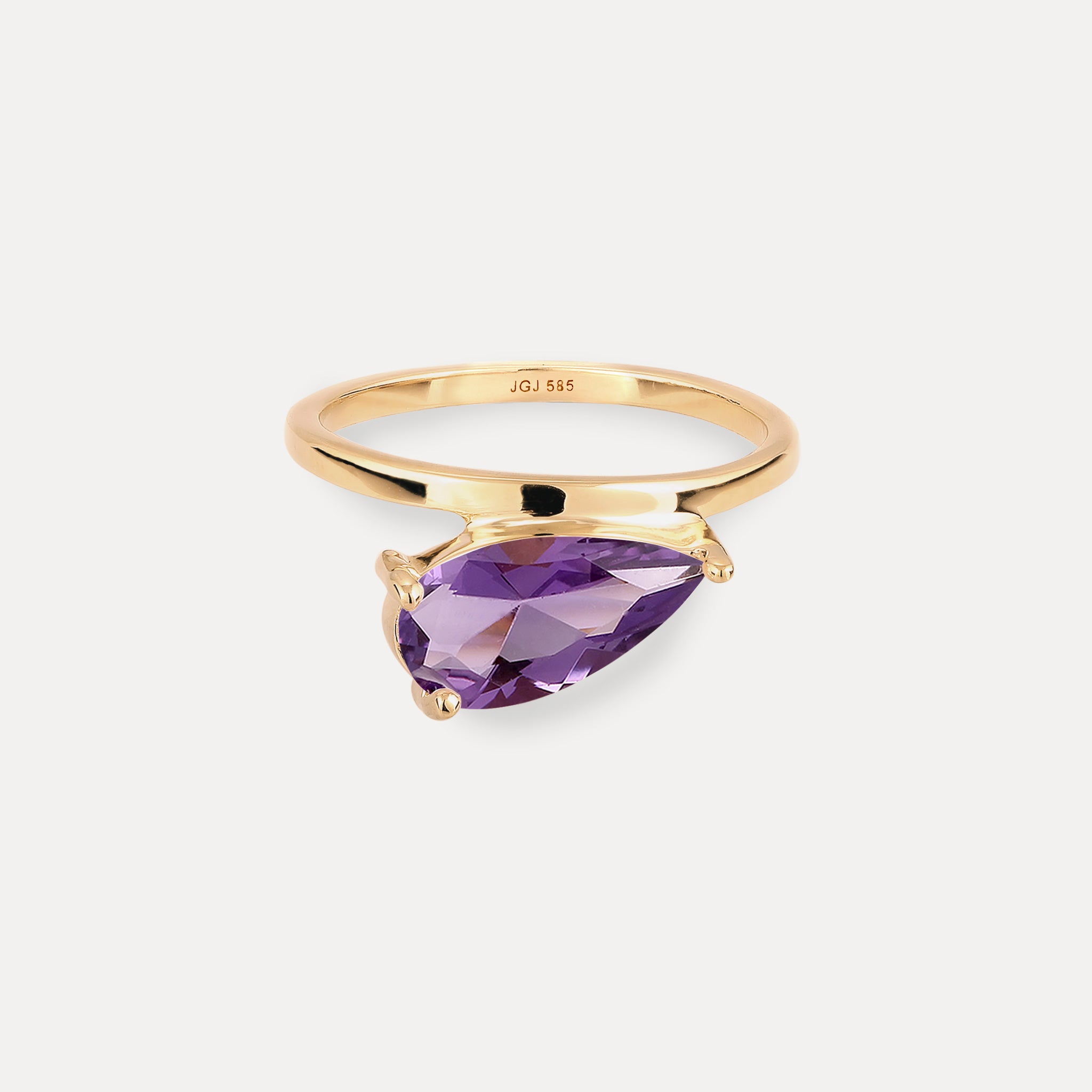 Stilnest Amethyst Balance Drop Ring 585 Gold Tropfen