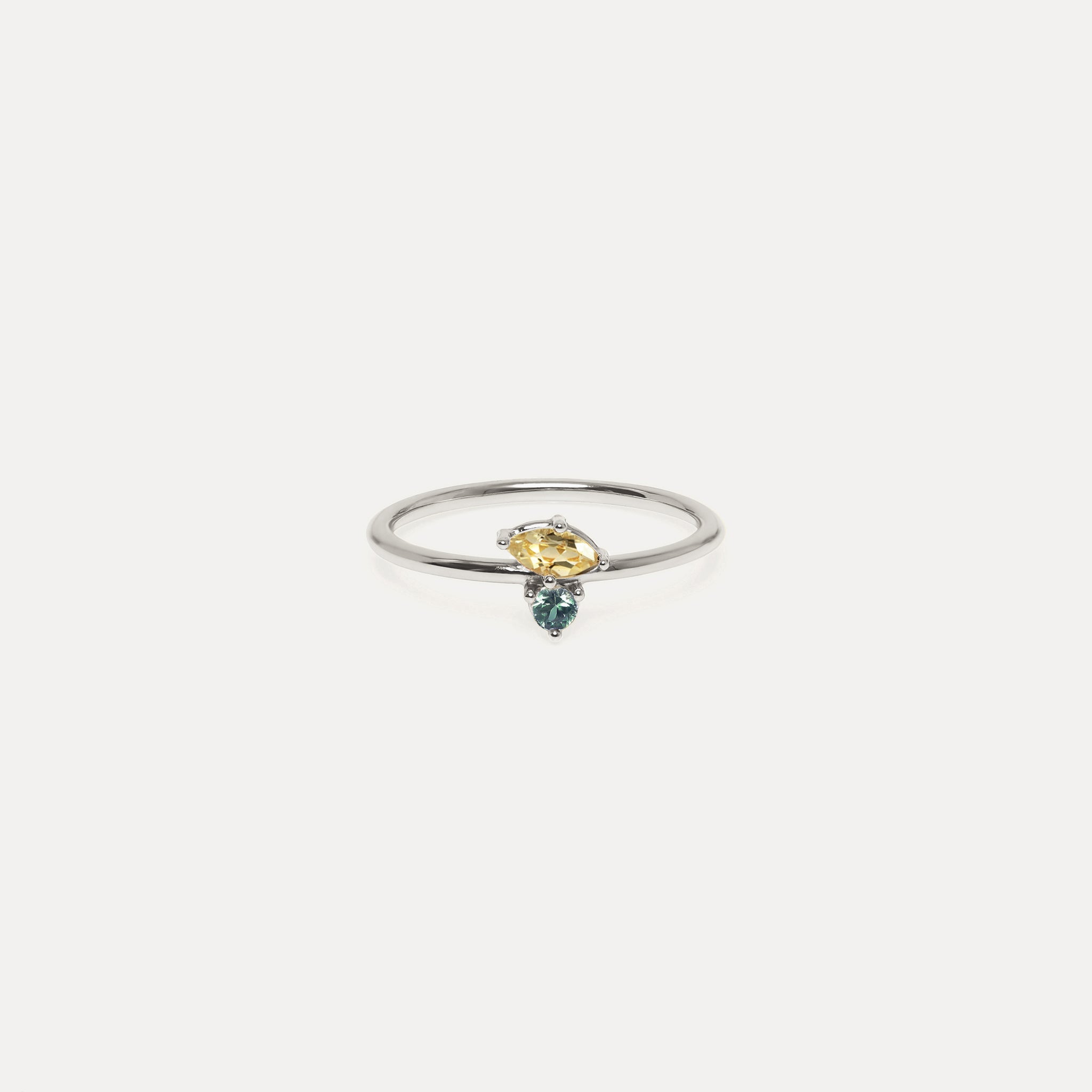 Stilnest Joy Solitär Ring Citrin Saphir Vermeil