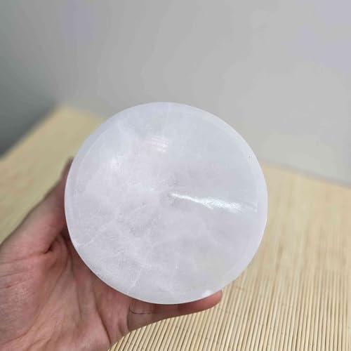NKlaus Healing Crystals Selenit Schale rund 12,5cm weiß