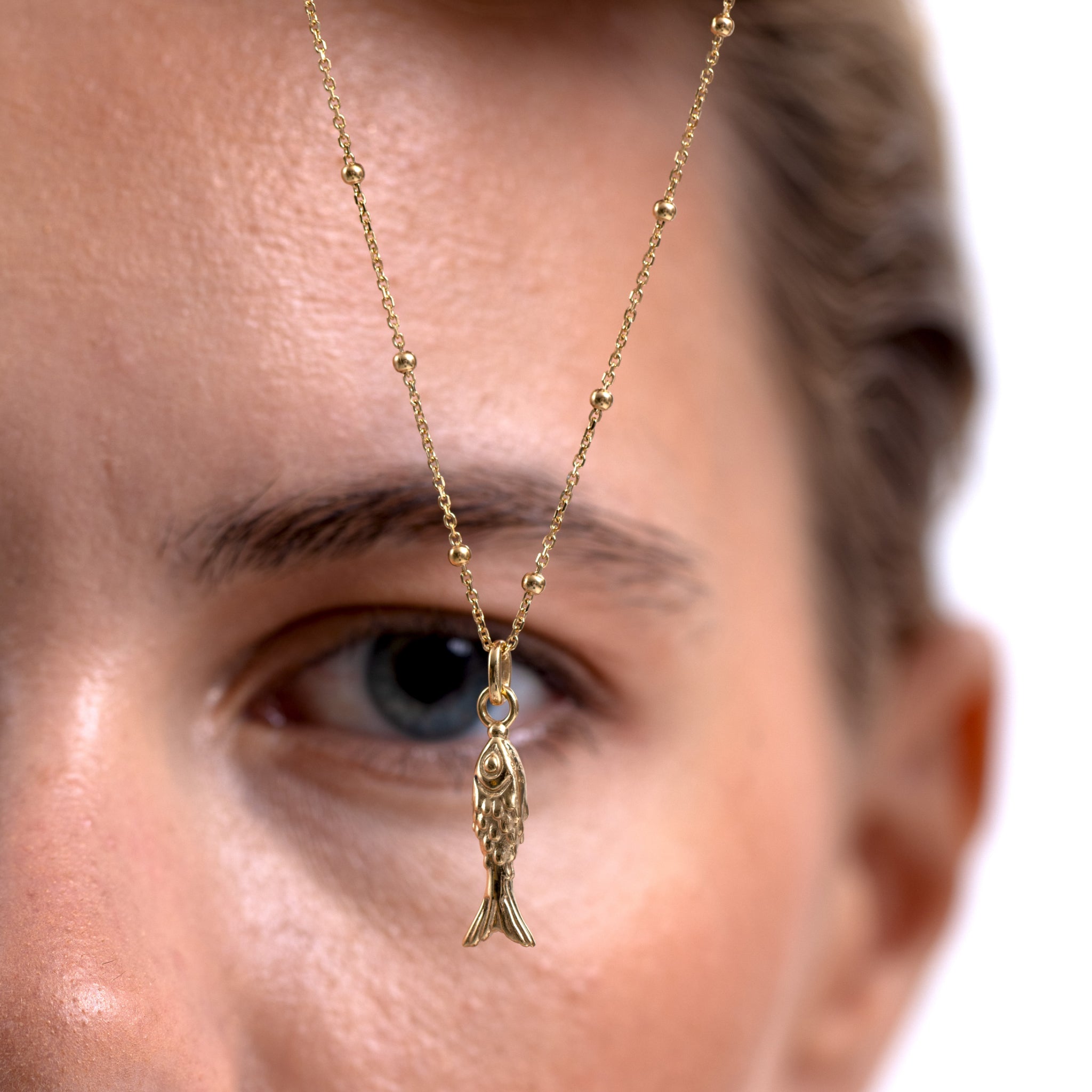 Stilnest Fish Charm Fisch Anhänger 24k Gold Vermeil Silber
