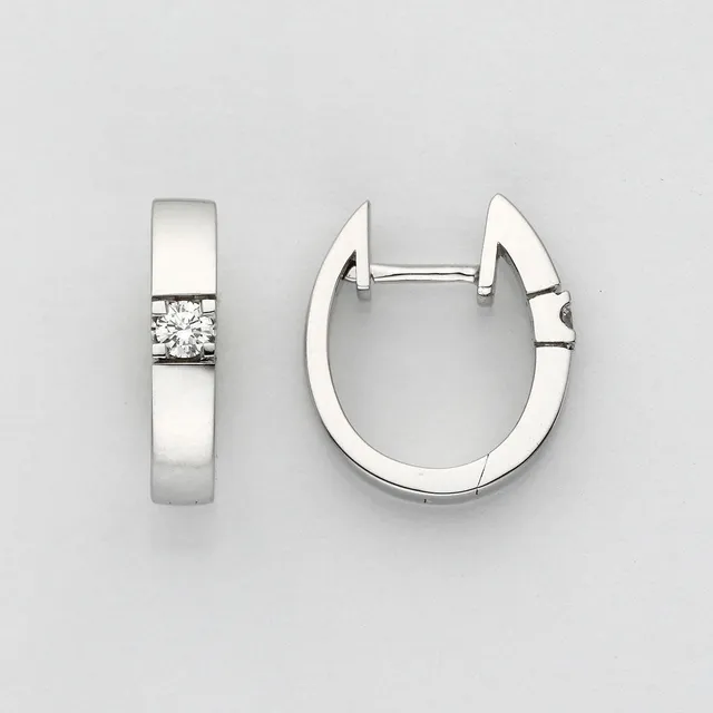 Eugen Rühle Ohrschmuck Creolen 0,20ct WSI 14mm Ohrringe Weißgold