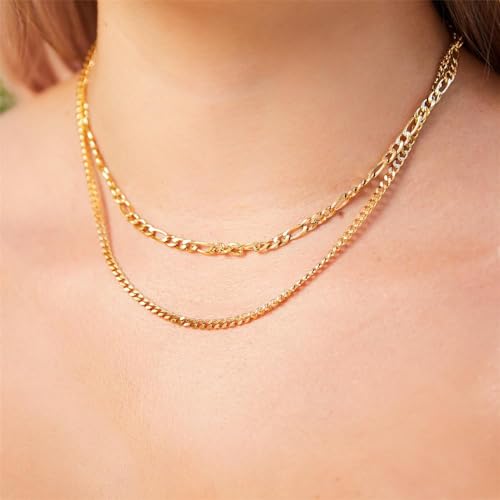 JEWLIX Ketten mit Anhänger Kette zweireihig IP Gold Damen