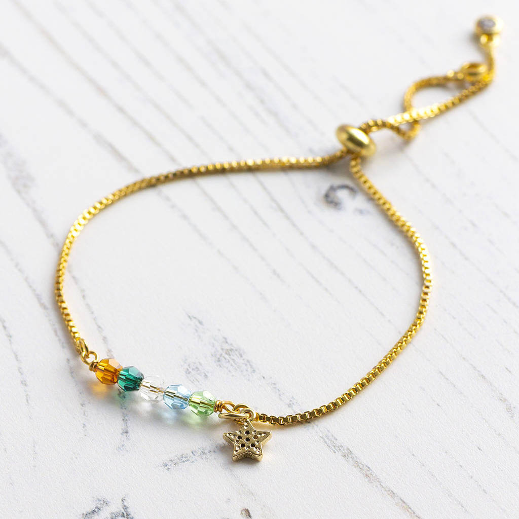 Joy by Corrine Smith Family Birthstone Star Slider Armband Gold Geburtsstein