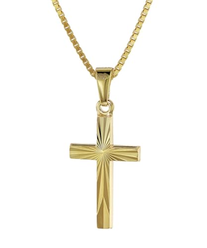 trendor Kreuz Kinder Halskette Gold 333 18 mm 40 cm