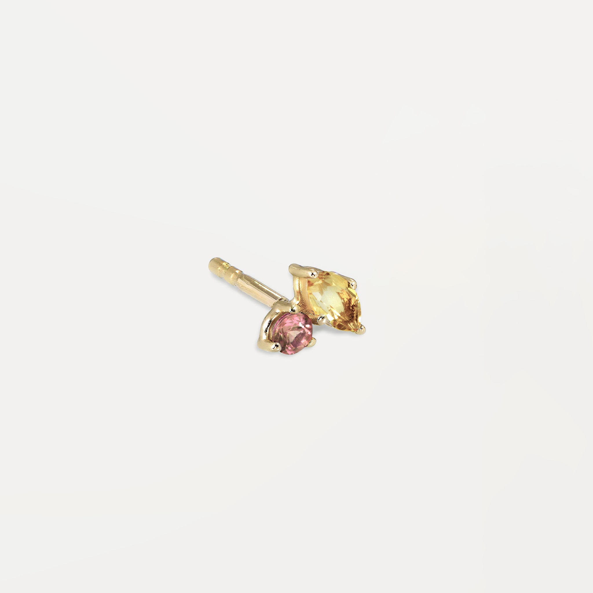 Stilnest Joy Citrin Turmalin Ohrstecker 585 Gold rechts Single