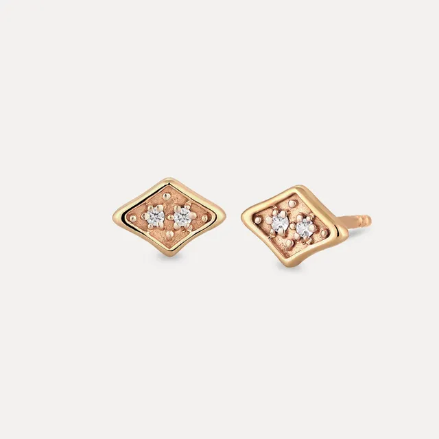 Stilnest Supernova Pavé Ohrstecker Weißer Saphir 585 Gold