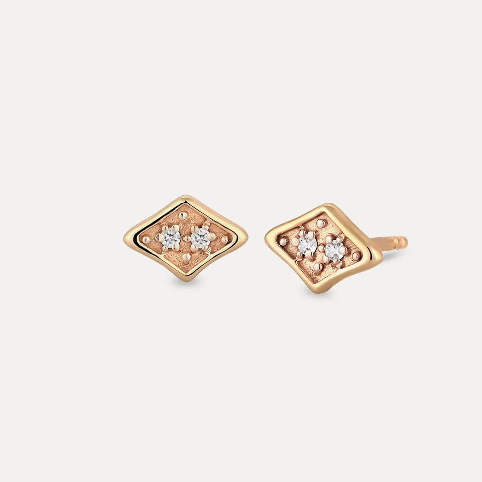 Stilnest Supernova Pavé Ohrstecker Weißer Saphir 585 Gold