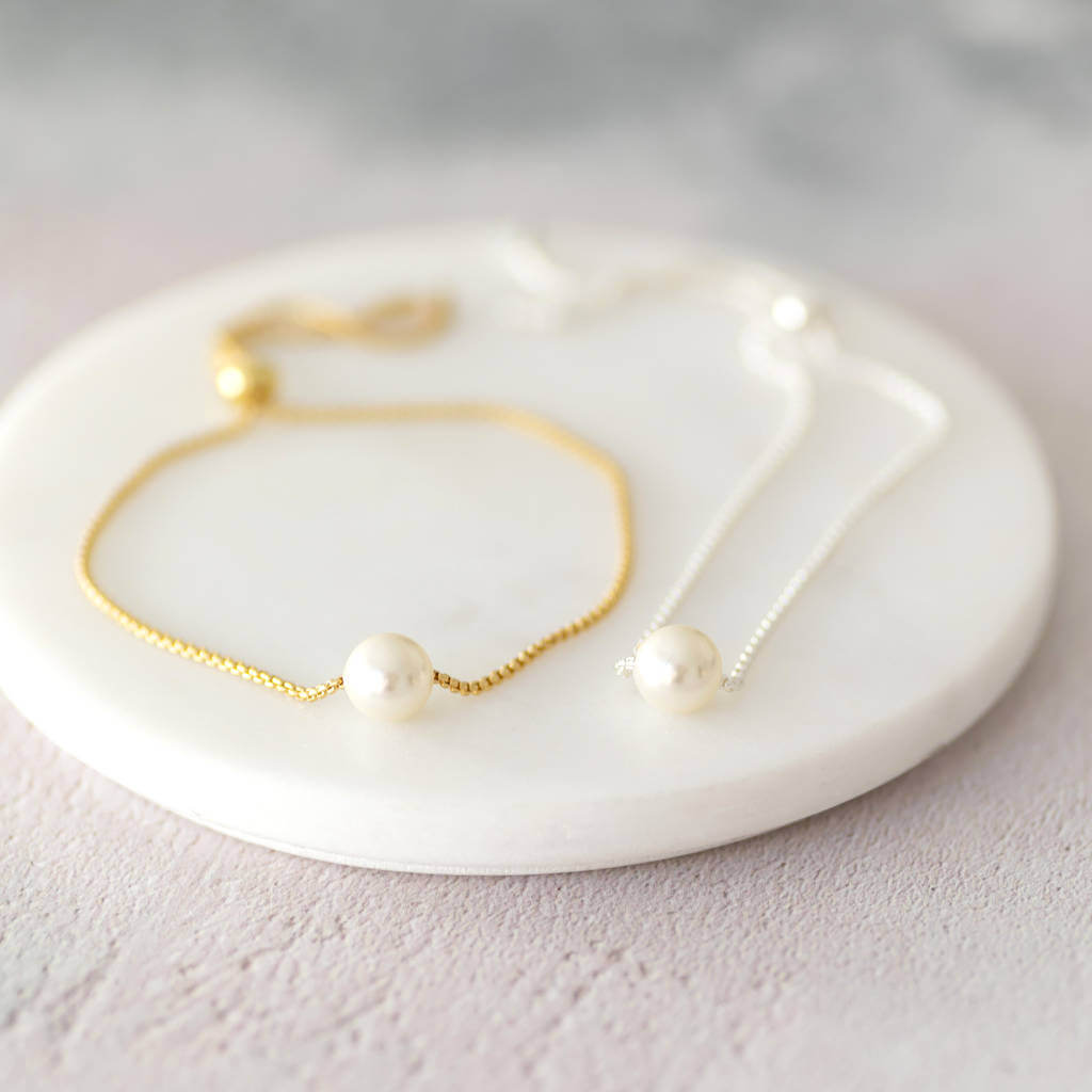 Joy by Corrine Smith Floating Pearl Armband Gold Perle