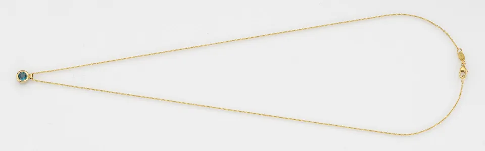 Eugen Rühle Anhänger Blautopas 4mm mit Ankerkette 585 Gold