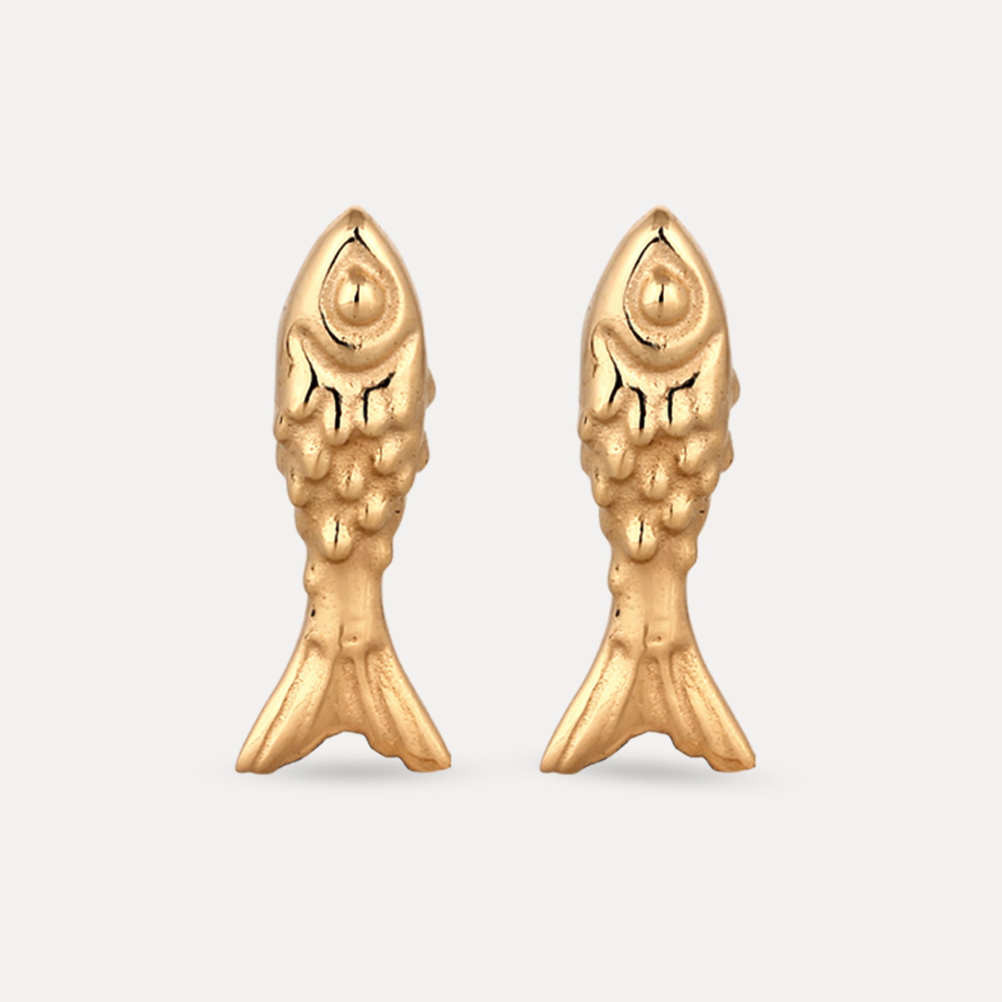 Stilnest Fish Ohrstecker 24k Gold Vermeil Fisch Textur