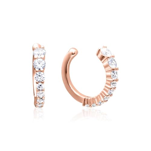 JEWLIX Ohrstecker Ear Cuffs Rosé Zirkonia Weiß Paar