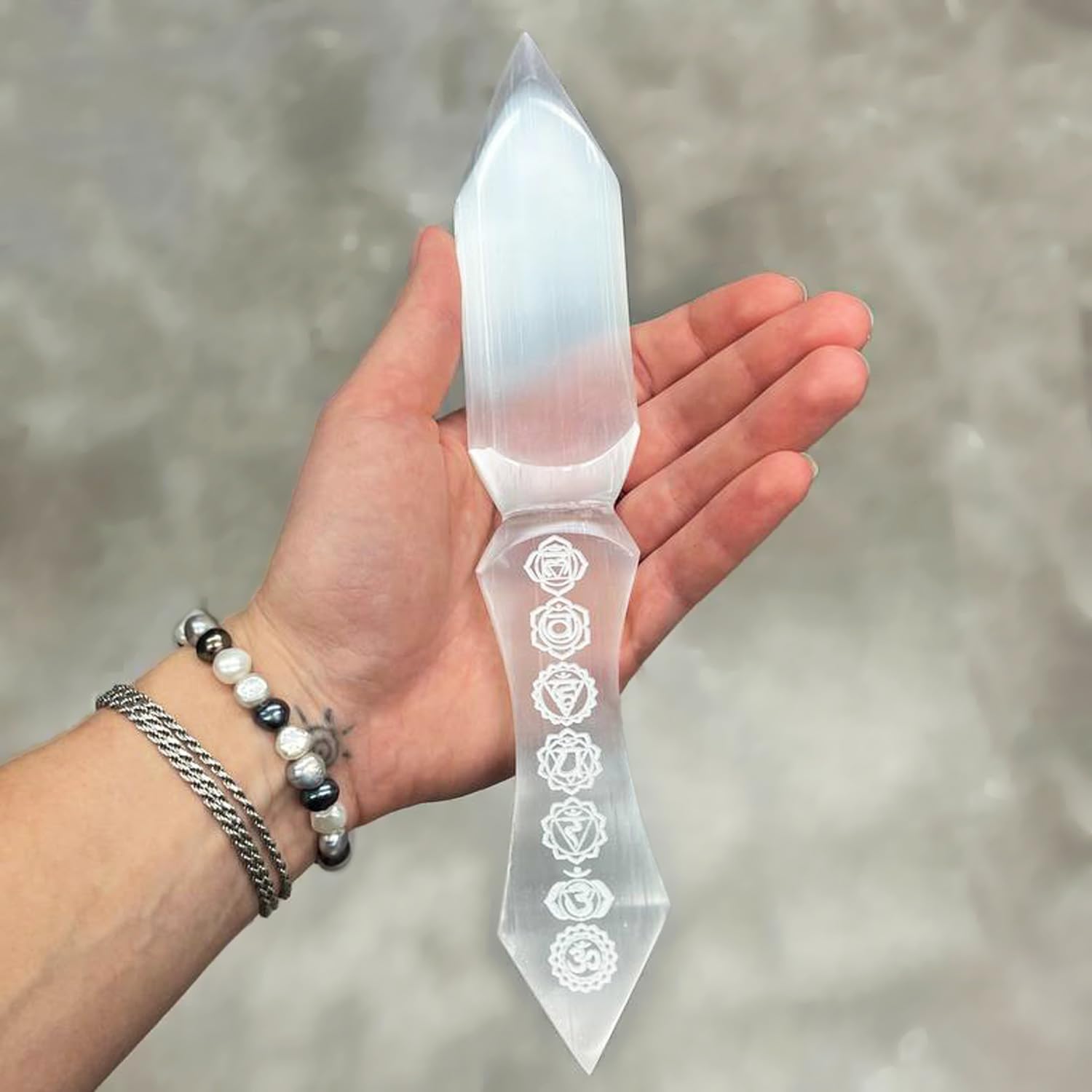 NKlaus Healing Crystals Selenit Athame Messer 26 cm