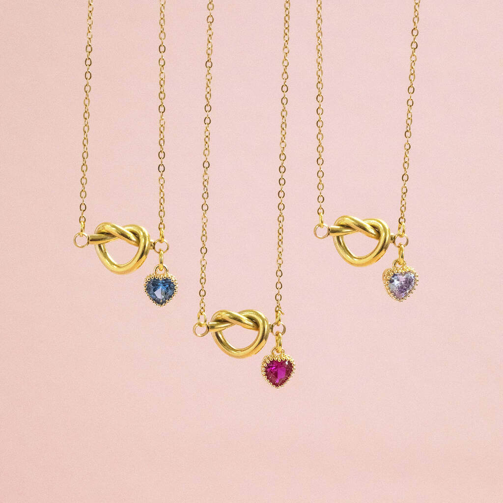 Joy by Corrine Smith Friendship Knot Halskette Herz Geburtsstein
