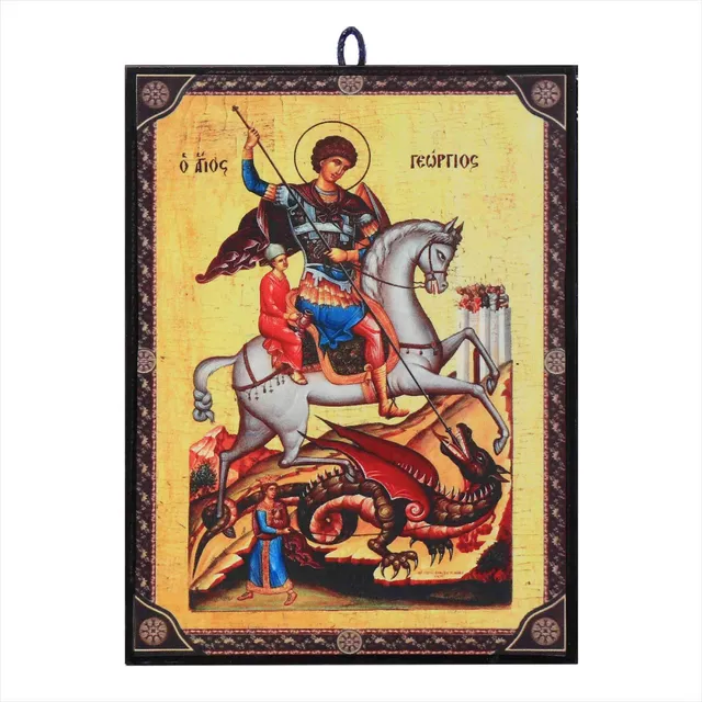 NKlaus Religious Icons Hl. Georg Ikone Holz 9,7x13,5cm