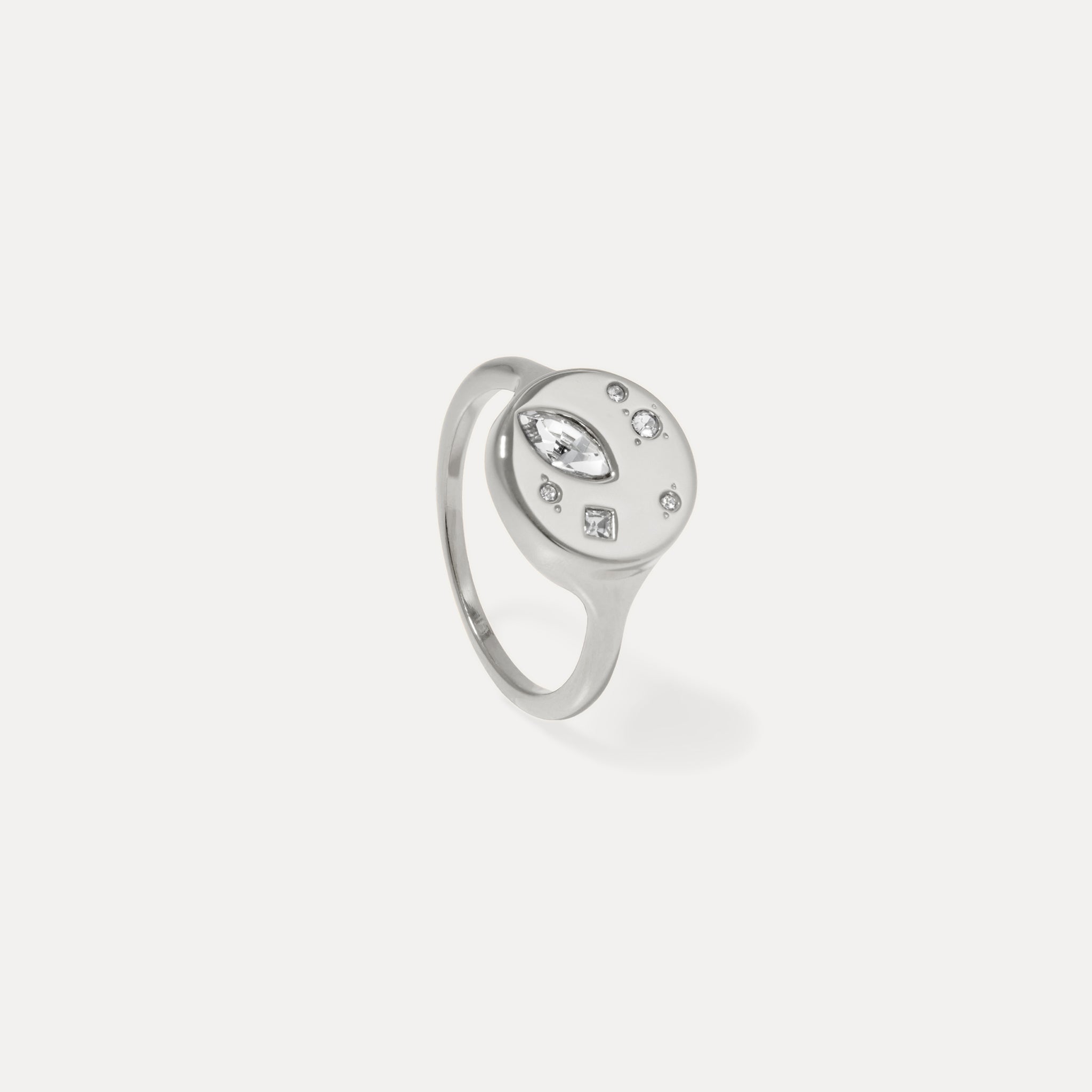 Stilnest Weiße Kristalle Myriad Ring 24k Gold Vermeil 52
