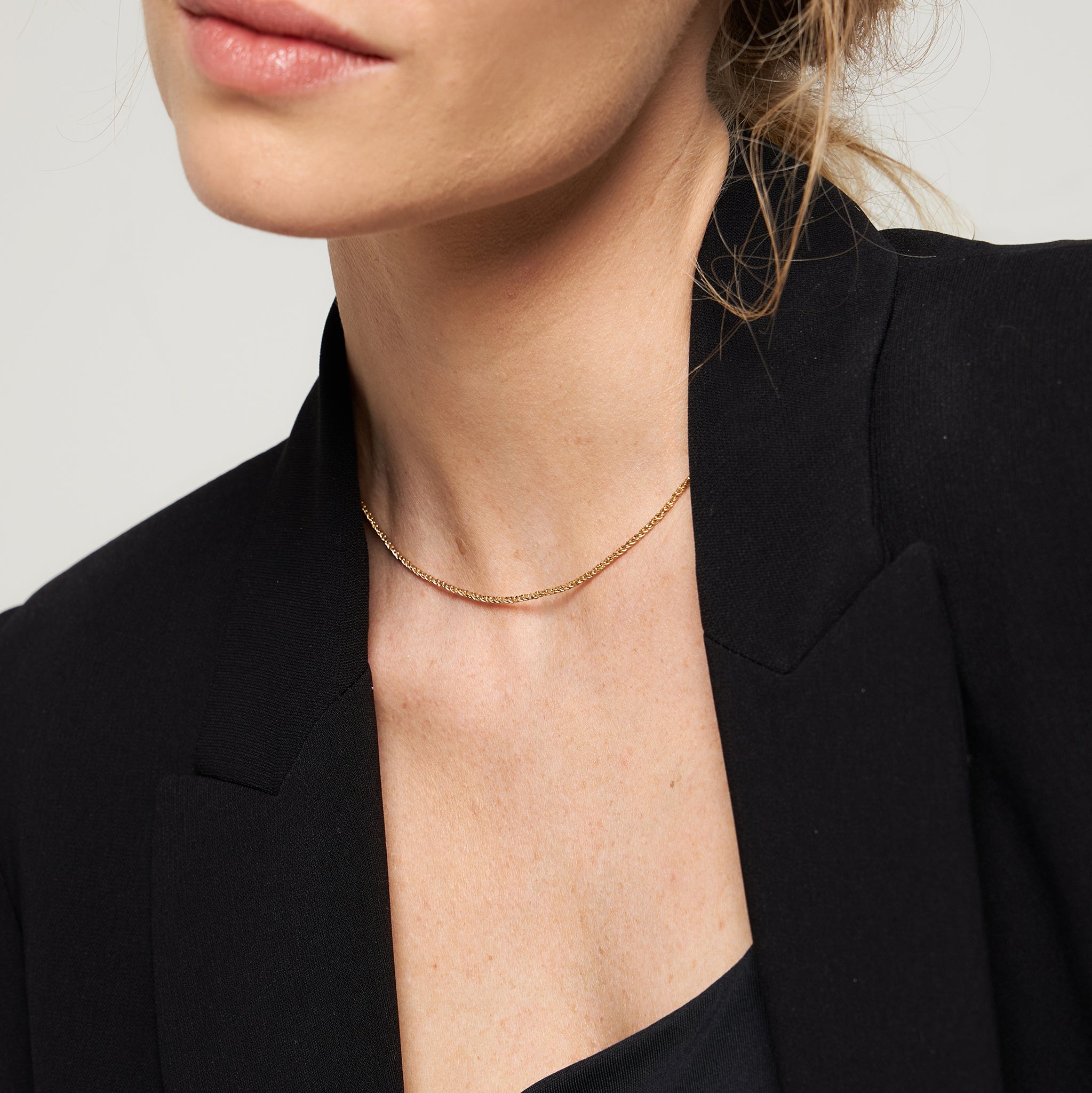 Stilnest Spiral Chain Choker Halskette 24k Gold Vermeil verstellbar
