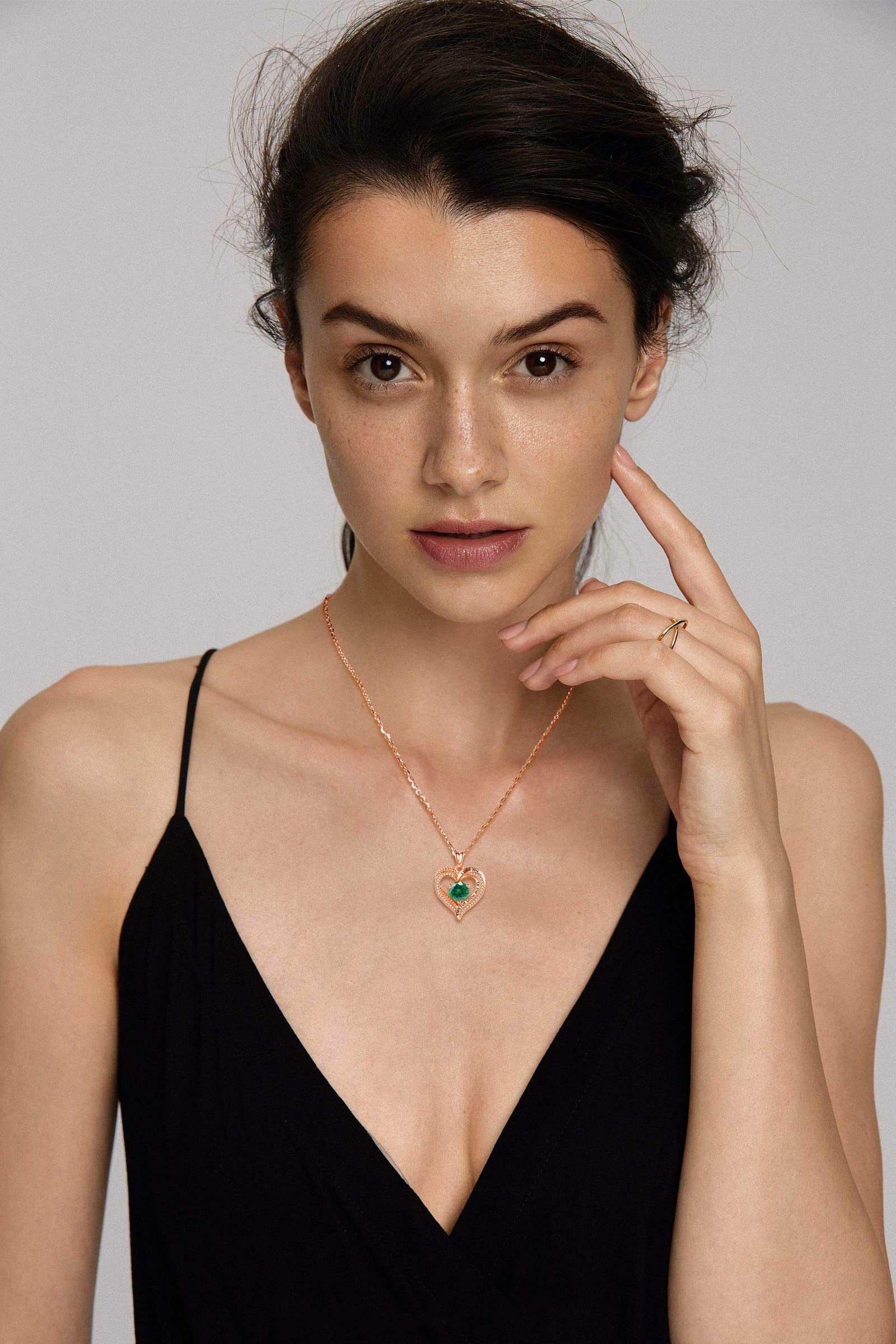 Eudora Harmony Bola Herz Kette Silber Rosegold Geburtsstein