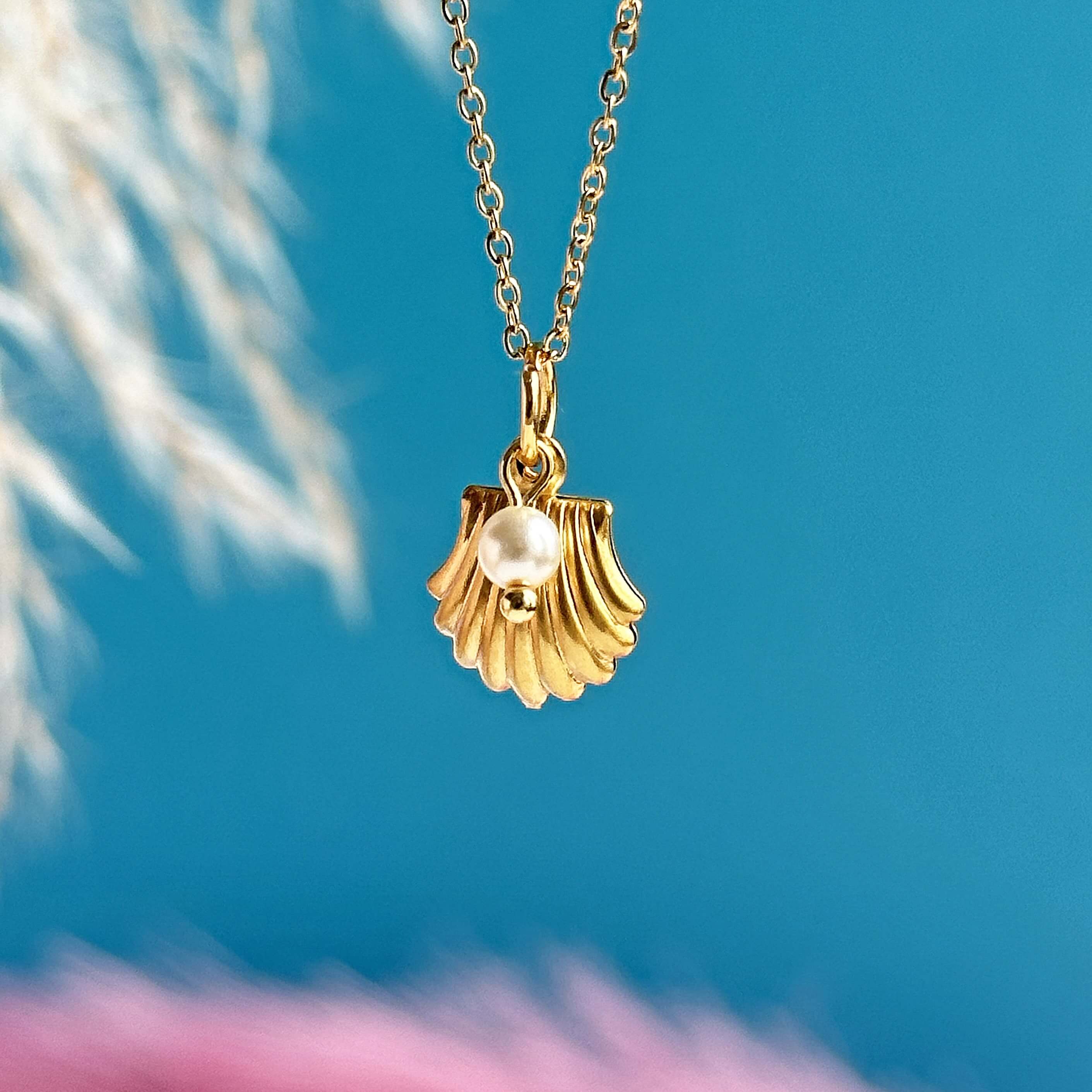 Joy by Corrine Smith Halskette Muschel Gold Perle verstellbar