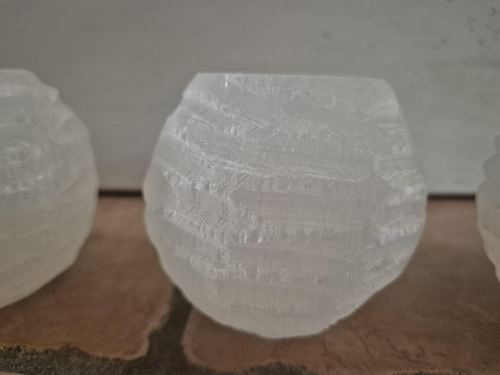 NKlaus Healing Crystals Selenit Teelichthalter Schneeball 8,5cm