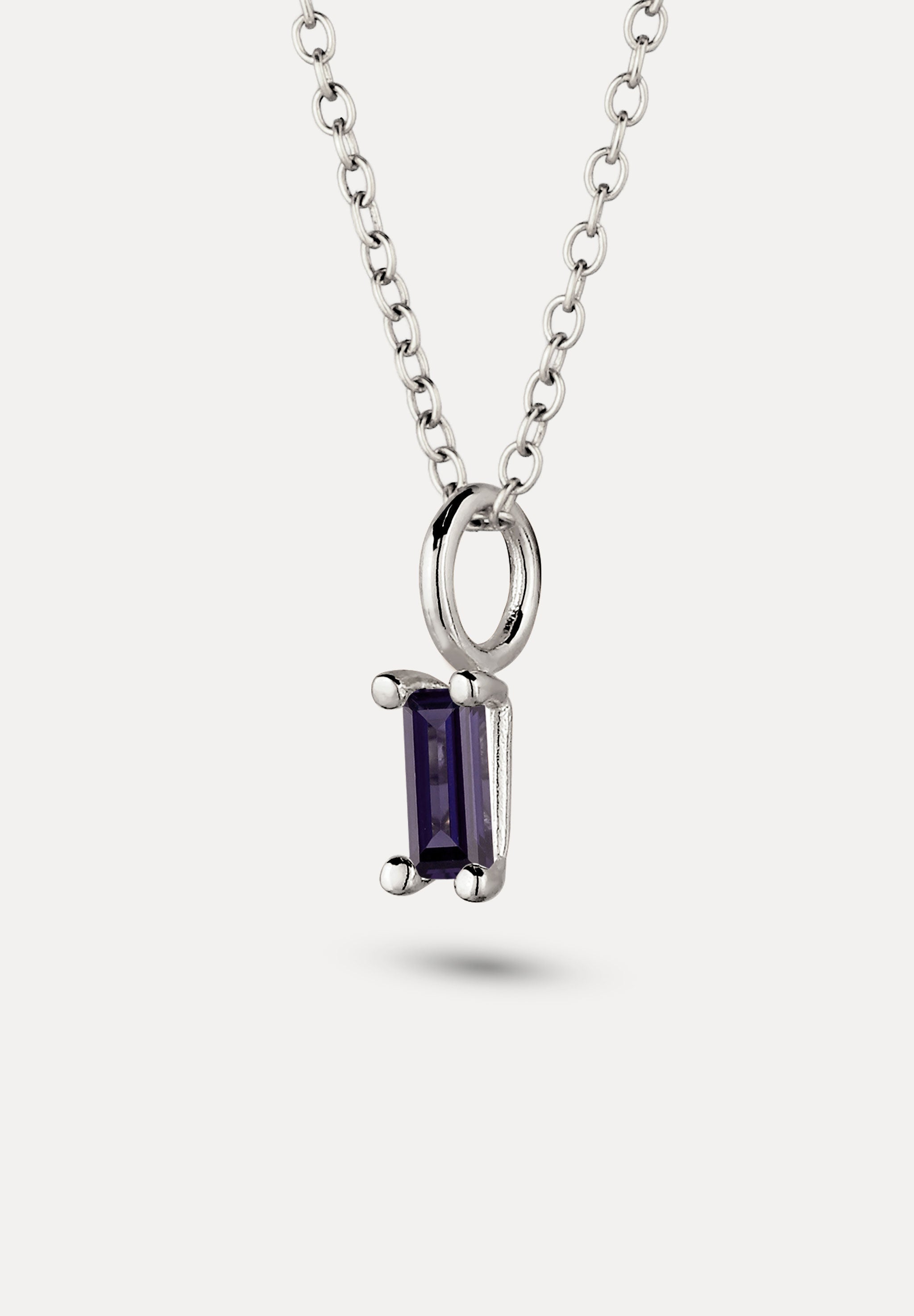Stilnest Lila Iolith Baguette Anhänger Gold Vermeil Violett