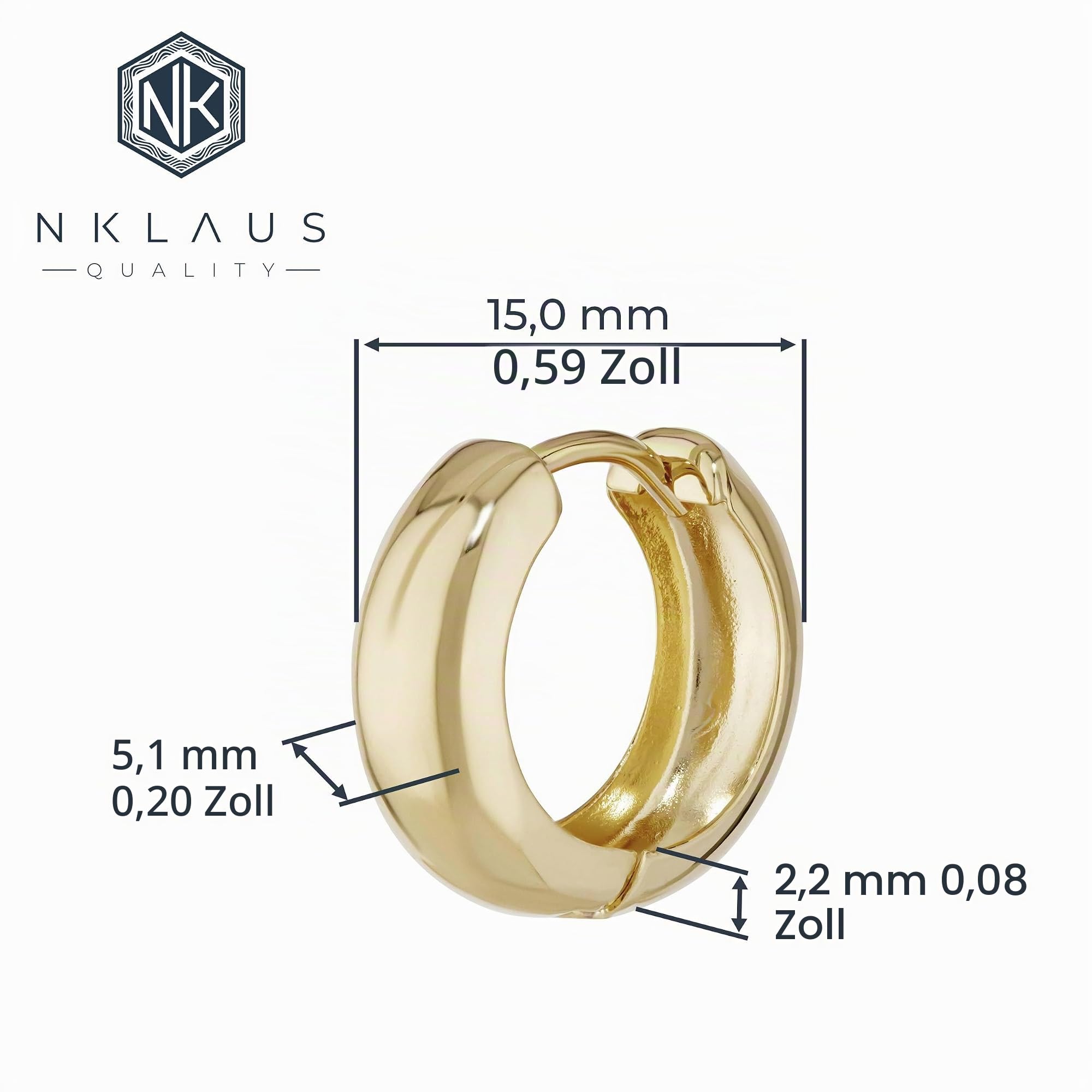 NKlaus JEWELLERY Klappcreolen 333 Gelbgold 15x5,1 mm