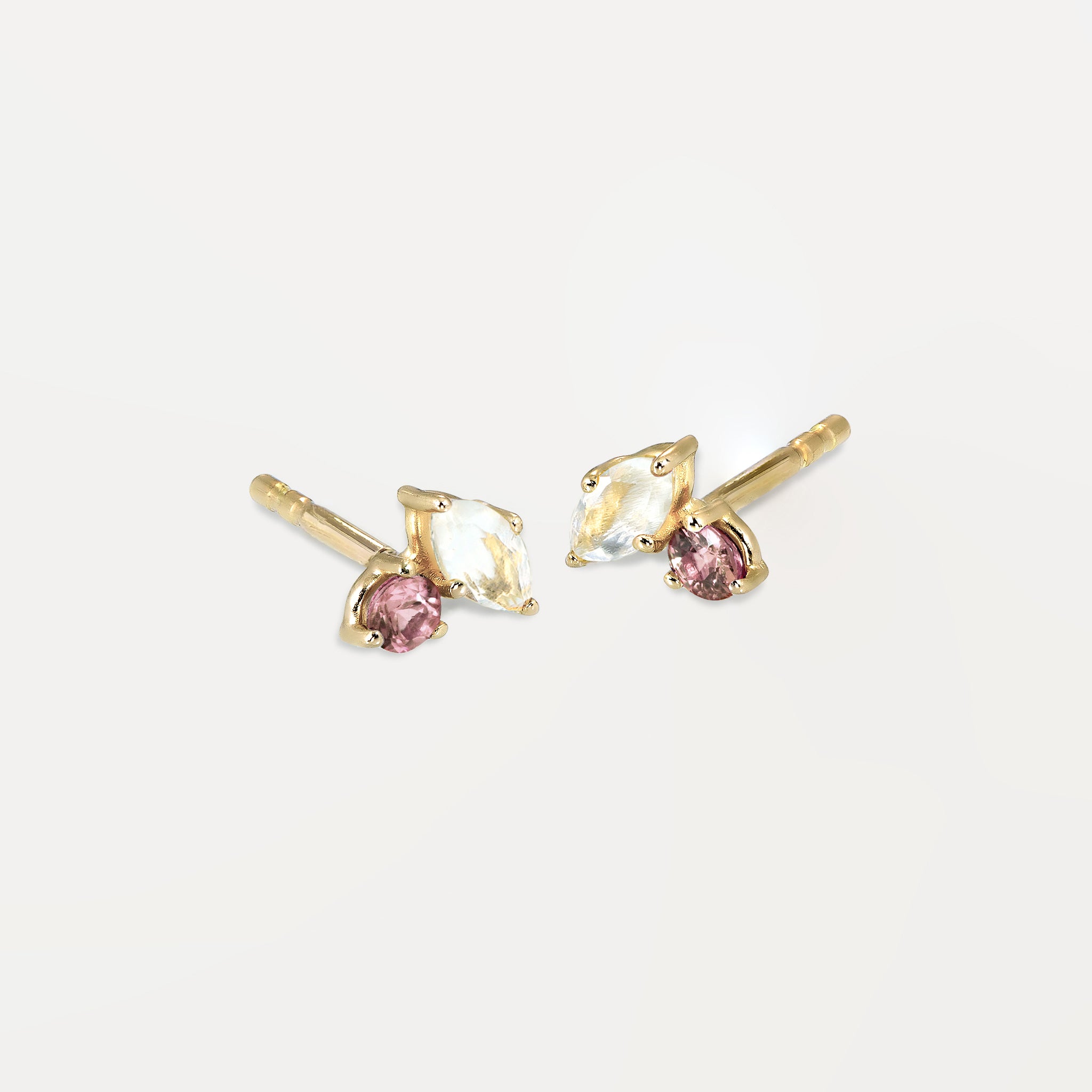 Stilnest Joy Ohrstecker 585 Gold Mondstein Rosa Turmalin