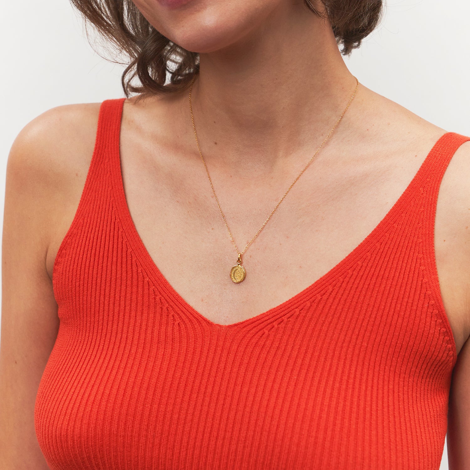 Stilnest Moon Seal Kette Gold Vermeil Anhänger 45cm